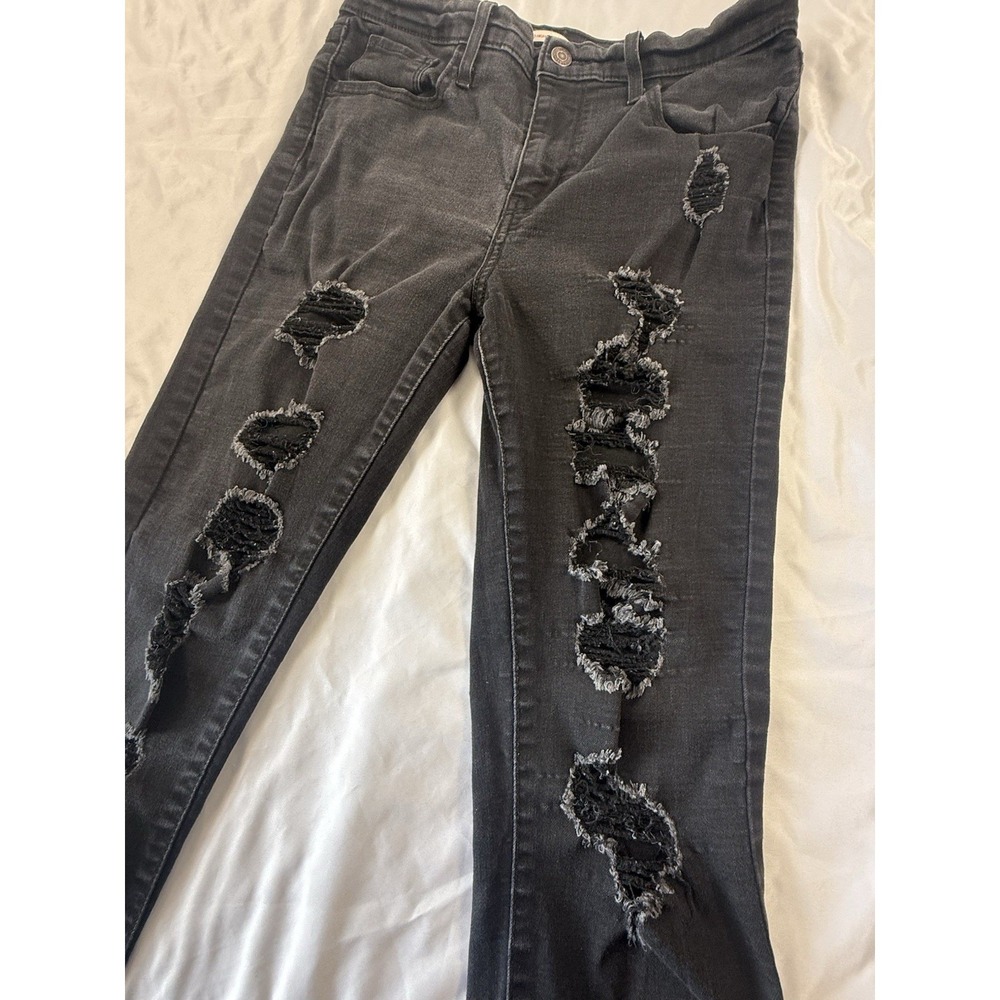 Levi's 720 High Rise Super Skinny Jeans Women's W28 L32 Black Distressed